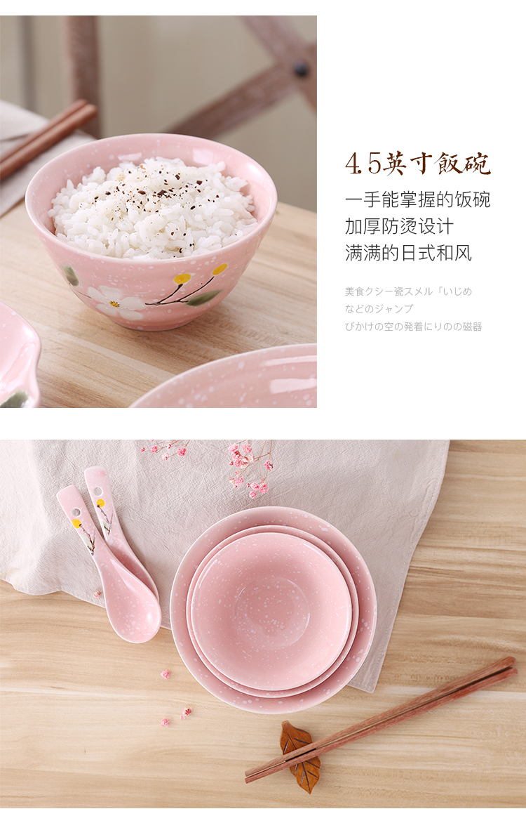 Bộ đồ ăn Nhật Bản đặt bát Bộ đồ ăn bằng gốm sứ Bộ bát đĩa món ăn bát đĩa bát cơm bát súp cá đĩa dĩa nhựa