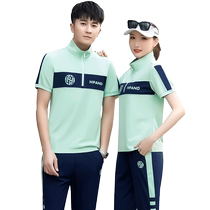 Couple Jordan Nori collar summer short-sleeved sports suit 361 spring and autumn unisex group purchase running suit cotton