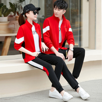 361 couple spring standing collar plus size group purchase sportswear set Jordano male and female students fall casual wear cotton