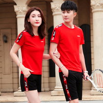 Couples summer 361 round neck short sleeves sports suits men and women Jordanno student slim shorts group purchase casual wear