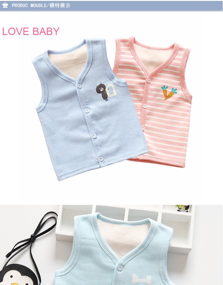 Áo ấm trẻ em vest vest cotton cộng với nhung dày trẻ em bé áo ấm vai nam mùa đông nữ - Áo ghi lê ao gile cho be so sinh