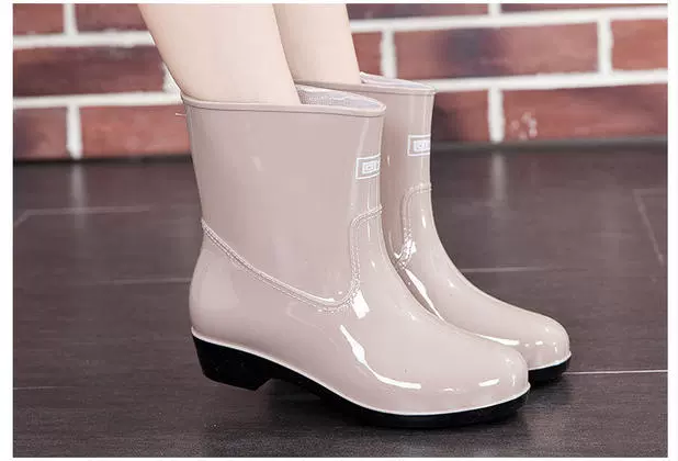 Giày cao gót chống mưa nữ ống ngắn chống trượt mưa ủng mùa xuân và bộ mùa hè Bộ giày nữ ống nước Giày nữ giày người lớn ủng nước Han Chao