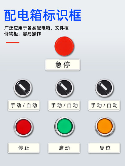 按钮开关指示牌粘贴透明标示盒配电箱标识框有机双层指示灯标志框