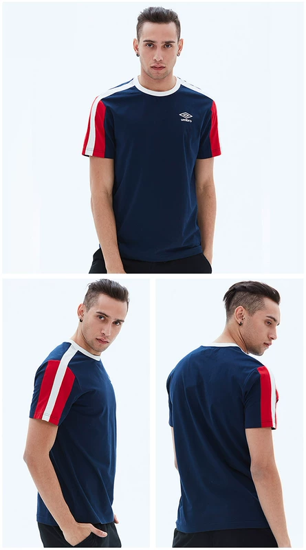 Umbro UMBRO nam thể thao màu sắc cổ áo giản dị cổ tròn xu hướng thời trang áo thun ngắn tay thoáng khí - Áo phông thể thao