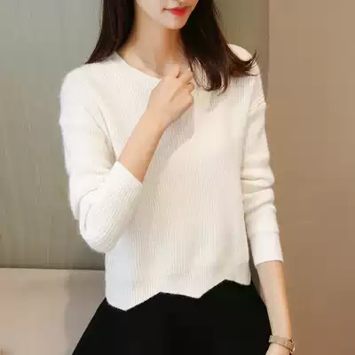Autumn and winter clothes 2021 new women's sweater loose top burst knitted base shirt short coat wear