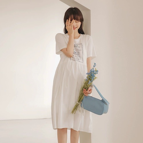 Летнее платье для беременных, юбка, платье-футболка, летняя одежда, оверсайз, подходит для подростков