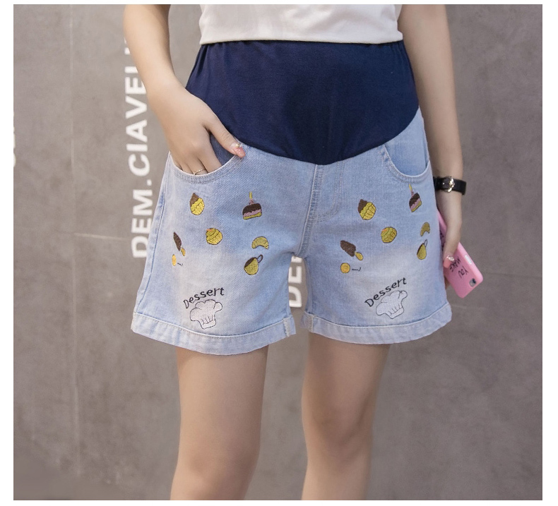 Phụ nữ mang thai của quần mùa hè phần mỏng phụ nữ mang thai jeans shorts mùa hè mặc bên ngoài dạ dày lift xà cạp loose quần âu