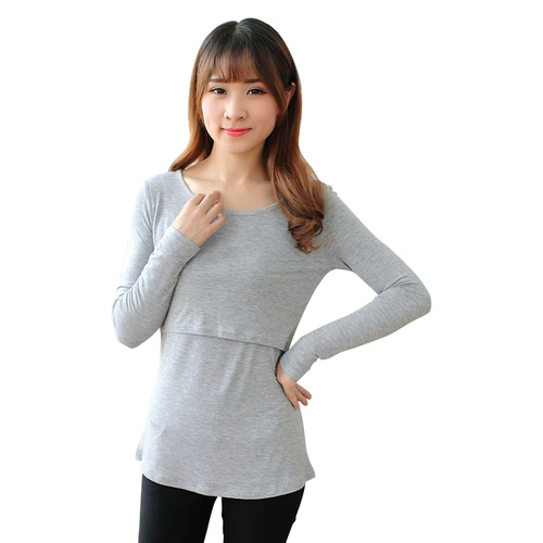 Весенняя демисезонная утепленный лонгслив для кормящих грудью для выхода на улицу, термобелье, футболка