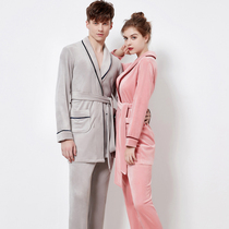 Diwenna Island velvet robe suit men couple two-piece casual long sleeve autumn and winter pajamas home clothes women