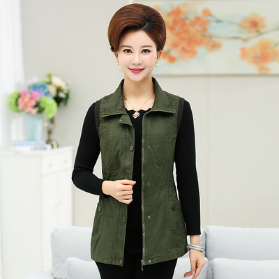 Mới năm nay các bà mẹ trung niên mặc áo vest cotton của phụ nữ áo ghi lê thắt lưng bà ngoại áo vest mùa xuân và mùa thu ngắn của phụ nữ - Áo vest