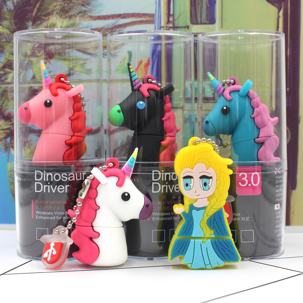 High speed 3 0 creative U disk 64G cute cartoon mini - doll girl unicorn Princess Aisha couple superior