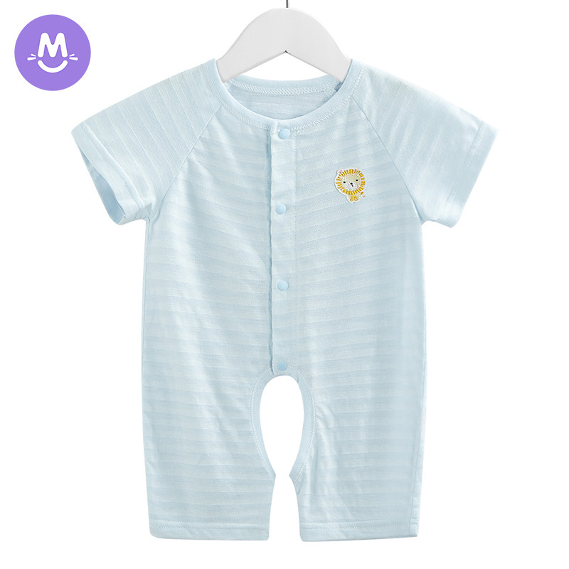 (Clear Barn) Baby Pure Cotton Short Sleeve Hyphene Baby Open Crotch Summer Dress Khaama Woman Thin Section Newborn Climbing Suit Man