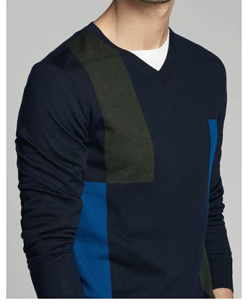 Áo len Jinba nam 2019 Thu mới Kinh doanh Áo len cashmere tương phản thông thường | FYEV3375 - Áo len Cashmere áo thun tay dài nam