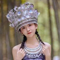 New Miao headdress A Mao headdress Miao silver hat Guizhou minority headdress Miao silver headwear
