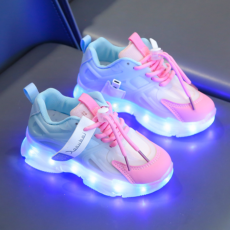 Rechargeable Running Lights Shoes, Colorful Light-Up Shoes, Children's Shoes, Boys and Girls Spring and Autumn Sports Shoes, Luminous Dad Shoes