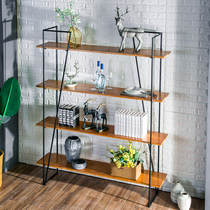 Nordic storage rack multi-storey creative living room home display Iron office bookshelf floor partition solid wood