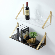 Marble ornaments shelf Wall Wall Wall wrought iron plate partition kitchen floor shelf Nordic light luxury bookshelf