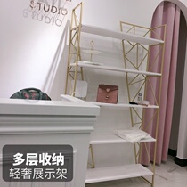 ins Nordic style light luxury shelf iron metal bookshelf narrow floor accessories display display decoration living room