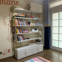Childrens solid wood bookcase custom integrated by the whole wall light luxury living room storage cabinet student bookshelf landing