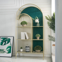 Arched grid subnet red bookcase display Nordic storage bookshelf room shape with door storage modern vertical cabinet zero formaldehyde