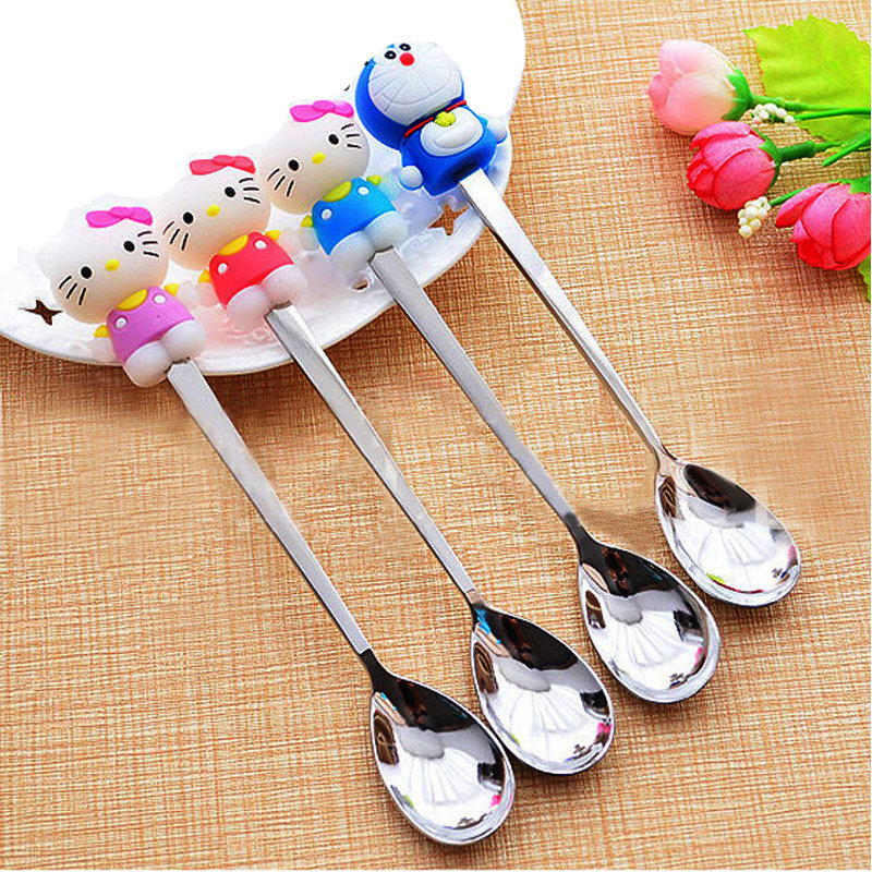 Thermal transfer new personality creative color cup coffee water cup matching love cartoon head stainless steel small spoon