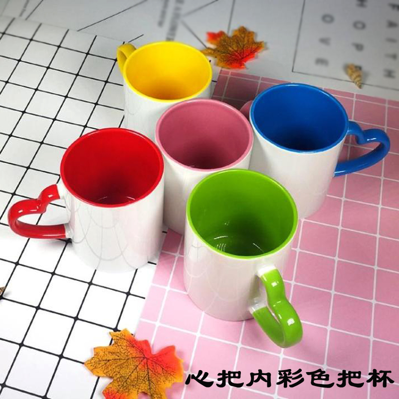 Thermal transfer new ceramic water personalized custom advertising creative photo logo mark heart color cup