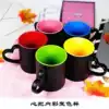 Thermal transfer new ceramic water personalized custom advertising creative photo logo Mark heart handle inner color change cup