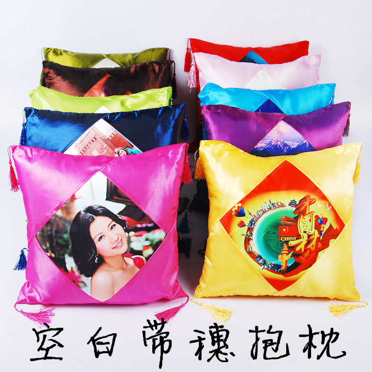 Thermal transfer New satin red personality Custom creative photo gift advertising square with ear holding pillow head-Taobao