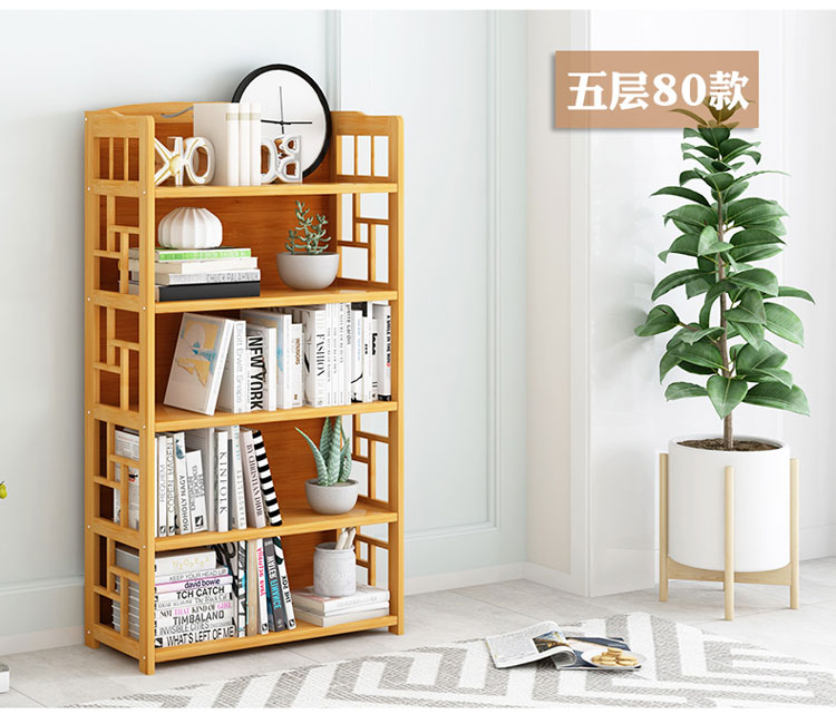 Giá sách đơn giản nhiều tầng tầng nhà sinh viên Tủ sách đơn giản lắp ráp kệ gỗ tre phòng khách kệ phòng ngủ - Kệ kệ trang trí phòng khách
