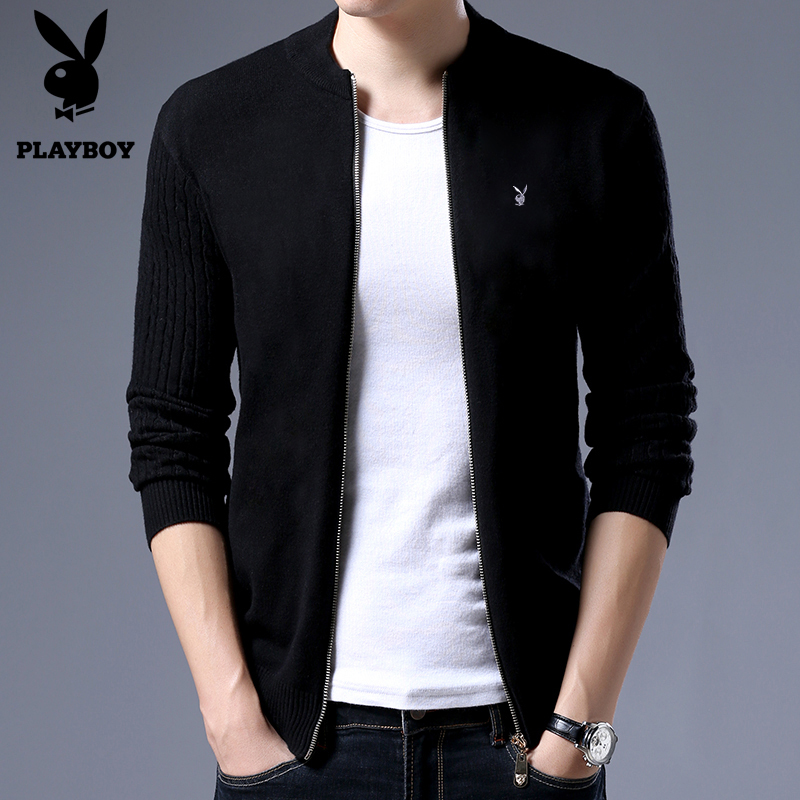 Special Clearance Autumn and Winter Wool Sweaters Men's Solid Color Knitwear Men's Outerwear Sweater Zip-Up Cardigan