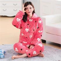 Warm Winter New Lady Pajamas pyjamas and thickened Womens Comforts Comfort Middle Aged Cotton Padded Jacket for Cotton Clothes Adults