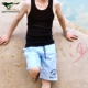 Bảy con sói vest nam thanh niên mùa hè thủy triều Slim thể thao cản trở cotton chạm đáy áo sơ mi nam - Áo vest cotton áo khoác đông nam