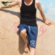 Bảy con sói vest nam thanh niên mùa hè thủy triều Slim thể thao cản trở cotton chạm đáy áo sơ mi nam - Áo vest cotton áo khoác đông nam
