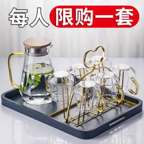 Light extravagant glass water glass with rack suit Home with tray Kettle Living Room High Temperature Resistant Modern Minimalist Creative Ins