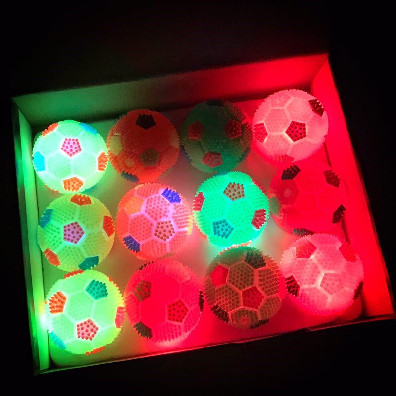 Football Dance Ball Gleaming Ball Jumping Ball Glittering Seven Colorful Bungee Jumping Ball Kids Creative Toy Batch