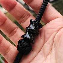 SSD black honeycomb resin umbrella rope knife pendant pendant DIY backpack key buckle hanging pendant knife bead EDC tool accessories