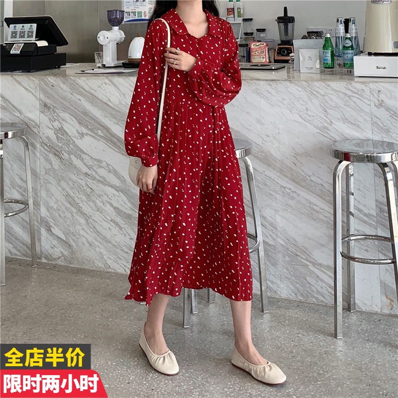 2021 Autumn Fashion New autumn and winter spicy mother Pregnancy Woman Dress Fat Mm Shatter Snowspun Foreign Dress With Knee-length Dress Cut Age Fashion