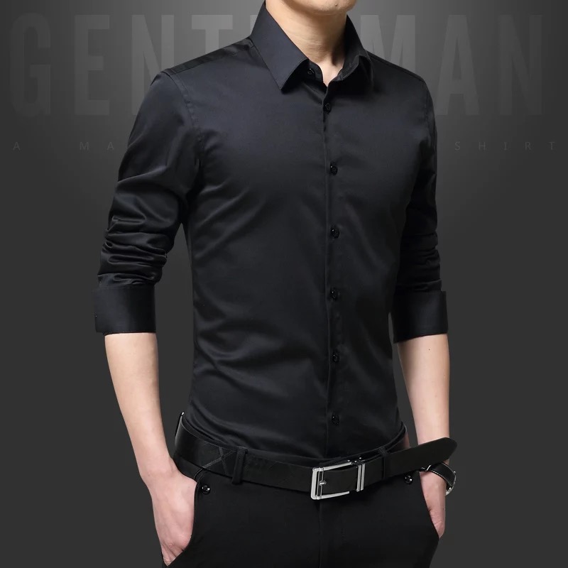 Mùa đông nam cộng với áo nhung dài tay dày ấm Hàn Quốc kinh doanh áo sơ mi trắng mỏng Quần yếm chuyên nghiệp ao so mi nam