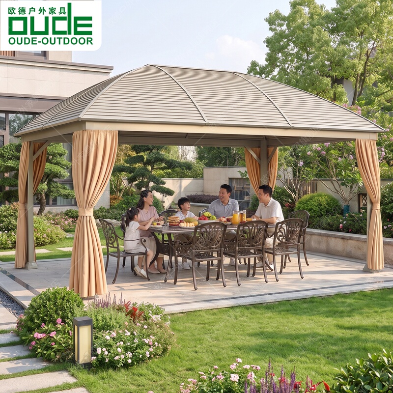 Outdoor Aluminum Alloy Gazebo, Courtyard Home-Use Sunshade, Rainproof Folding Large Terrace Tent, Nordic Frame Structure Outdoor Aluminum Alloy Gazebo, Courtyard Home-Use Sunshade, Rainproof Folding Large Terrace Tent, Nordic Frame Structure