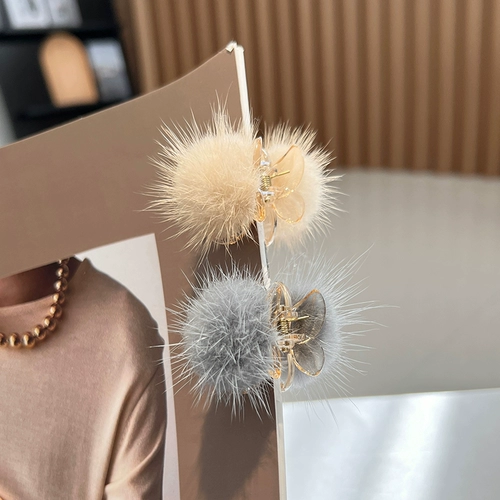 [Симпатичные маленькие волосы с мячом мао], волосы норки, захватывающие корейские милые челки маленькие волосы плюшевые аксессуары для волос плюшевые волосы