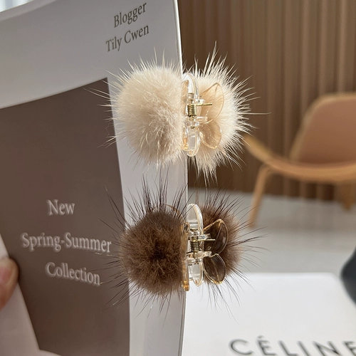 [Симпатичные маленькие волосы с мячом мао], волосы норки, захватывающие корейские милые челки маленькие волосы плюшевые аксессуары для волос плюшевые волосы