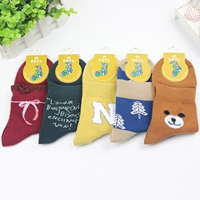 5 đôi tất nữ mùa thu và mùa đông trong vớ cotton ống dễ thương hoạt hình khử mùi cotton ấm vớ vớ nữ không xương tất cao cổ nam