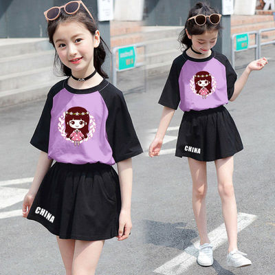 91纯棉夏季新款女童休闲洋气潮衣中大童短裤儿童套装时髦两件