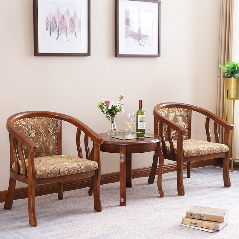 Solid wood walled chair Three sets of modern minimalist Guest House Balcony Leisure Circle Chair Hotel Room in negotiation for small table and chairs combination