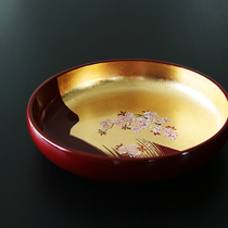 Spot Japan imported gold foil cherry blossom lacquer fruit bowl candy snack plate tea tray foil one tray