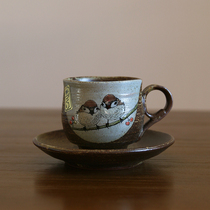 Spot Japan imported Kutani-yaki Nakamura Tao Zhiren producer hand-painted bird coffee cup handmade coarse pottery cup