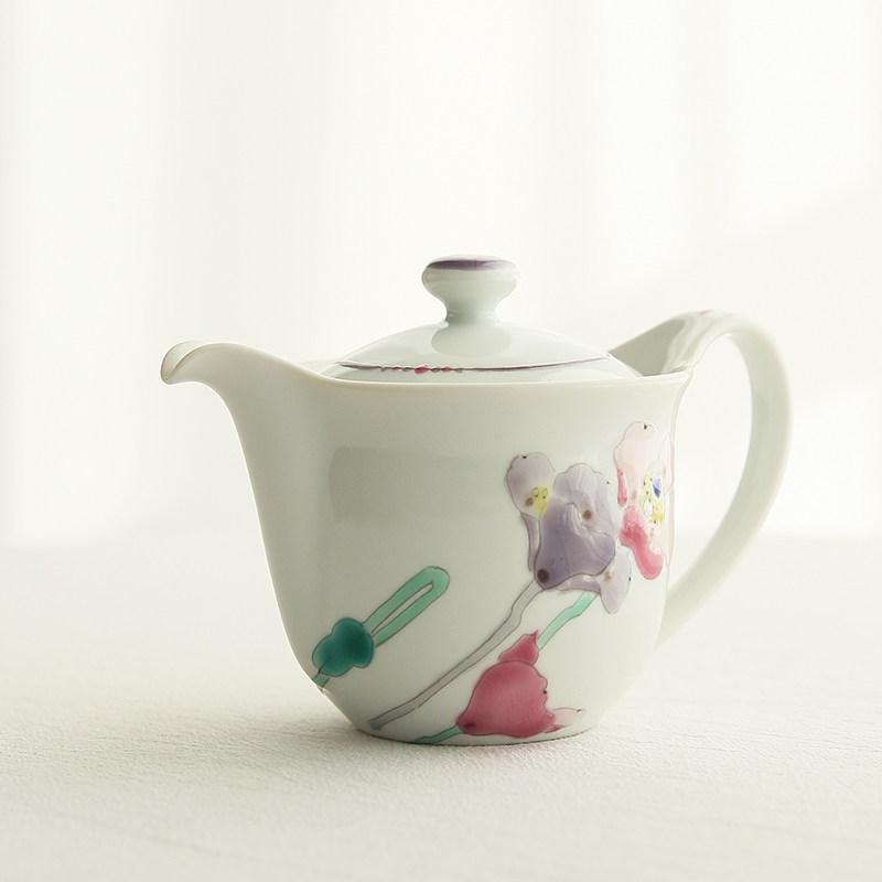 Spot Japan imported Kutani burning hand-painted flowers teapot stainless steel filter ceramic teapot