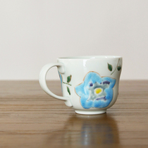 Spot Japan imported Kutani Yaki Kawakawa He Xiaozhi Hand-painted orchid flower mug Japanese ceramic cup Water cup