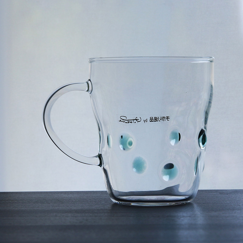 Spot imported from Japan (rain dew)handmade heat-resistant glass mug High temperature resistant heated milk cup