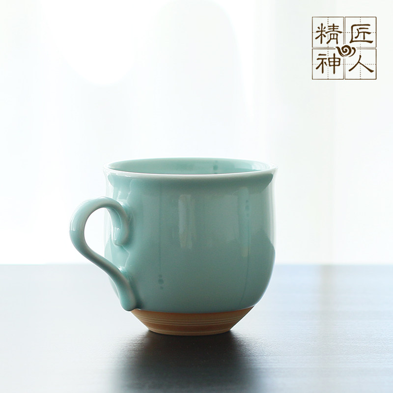 Japanese imported workers hand in green porcelain mark glass of milk cup hand-painted ceramic mug birthday present
